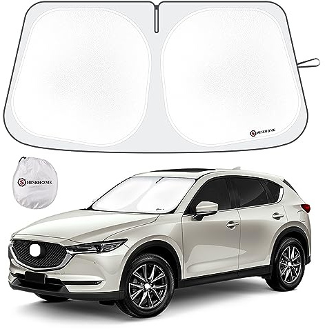 SHINEHOME Car Windshield Sun Shade Compatible with 2017 2018 2019 2020 2021 2022 2023 2024 Mazda CX-5 CX5 Accessories Foldable Sunshade Custom Windshield Sun Visor | Sport, Touring, Grand Touring, Crossover CX5 Accessories, Foldable Window Sun Shade, UV Heat Blocker & Protector Sun Visor