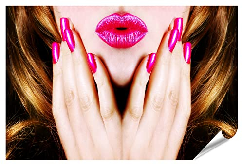 islandburner XXL Bild Poster Kuss Lippen Maniküre für Nagelstudio Beauty Luxus Nails Premium Bilder Fotodruck IRYX-PGR