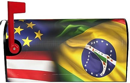 Copertura magnetica per cassetta delle lettere con bandiere americane e brasiliane, scudo decorativo per esterni realizzato in tessuto Oxford impermeabile