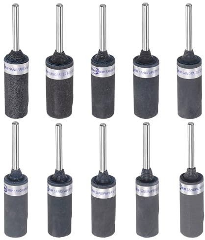QUARKZMAN 10-teiliges Schleifhülsen-Rollen-Set Körnung 180–2500 | Schleiftrommeln Hülsen Zylinder Schleifkopf, 2, 35 mm Schaft, Für Holzbearbeitung Glas Metall Polieren