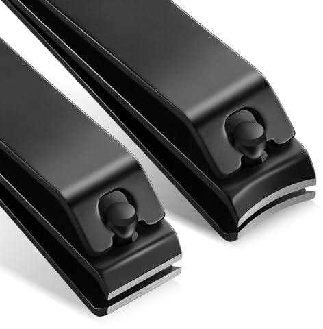 FVION 2 Stück Nagelknipser Set, Scharfe Gebogener und Gerader Nagelknipser für Fingernägel und Fußnägel, Premium Nagelzwicker Edelstahl, Nagelknipser Nail Clipper (Schwarz)