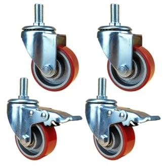 Aiyomi Industrielle Schwerlastrollen Mit Gusseisenkern 4 Zoll (100mm) M10/M12/M14/M16-Gewinde Transport-Rollen Mit Bremse Lenkrollen Tragfähigkeit 520KG Für Gerüstbau, Fabrik, Lager