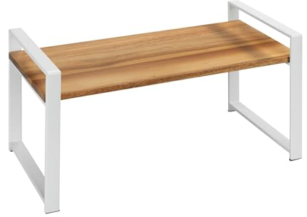 WENKO Scaffale da cucina mod. Louisa piccolo ripiano per piano di lavoro in legno di acacia e metallo, crea più spazio in cucina, 40 x 20 x 20 cm, bianco