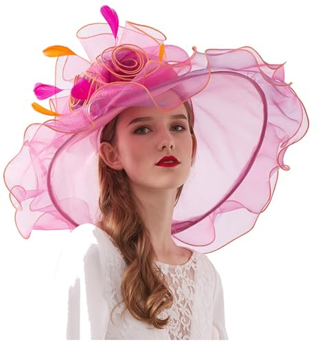 Ahagogo Damen Fascinator Hut Floral Tea Party Hochzeit Hut Sonnenhut Katze Mädchen Damen Kirchen Fascinator Braut Teeparty Hochzeitshut Hut