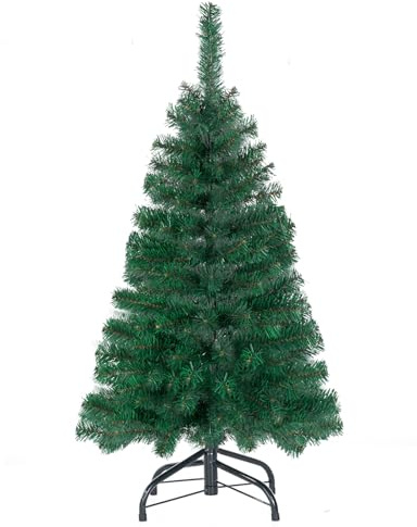 3FT Artificial Christmas Tree Green Tabletop Christmas Tree with Metal Stand Mini Xmas Pine Tree for Party Supplies Indoor Outdoor Holiday Home Decoration(Green)