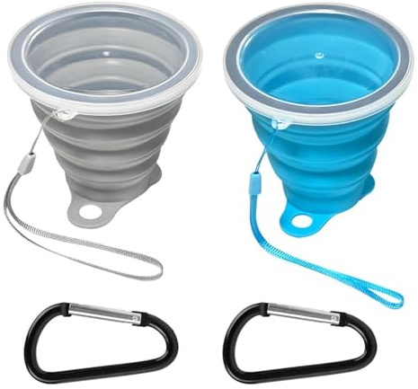Botellas De Agua Plegables De 2 Piezas Y Mosquetones De 2 Piezas, Botellas De Agua De Silicona Portátiles, Botellas De Agua Retráctiles, Equipo para Exteriores, Adecuadas para Caminatas, Viajes