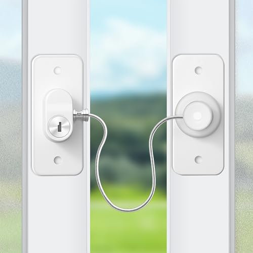 Window Locks Set for UPVC Windows, OTLGEUA 2Pcs Window Restrictor No Drilling Window Safety Lock, Refrigerator Lock for Children Security with Screws Keys