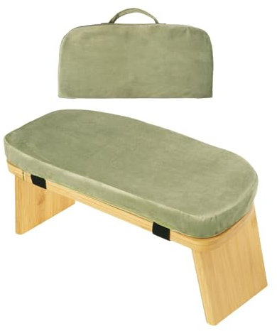 Amagogo Meditationsbank, Yogabank für ausgedehnte Übungen zum Knien oder Sitzen, Kniehocker für Zuhause zum Beten, Meditationshocker, GrÜn