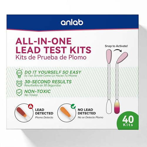 anlab™ Lead Test Kit | Rapid Results in Less Than 30 Seconds | All-in-One, No Vinegar Needed | Check Lead in Painted Surfaces, Wood, Metal & More | Disposable Cotton Swabs - (40 Count)