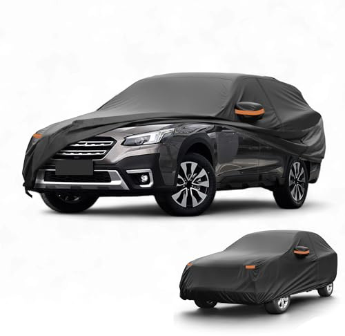 Partuto 190T-PU Waterproof Full Car Cover for Subaru Outback with Zipper | Waterproof All Weather Sun Rain Protection, Full Cover, Left Side Zippers, Black