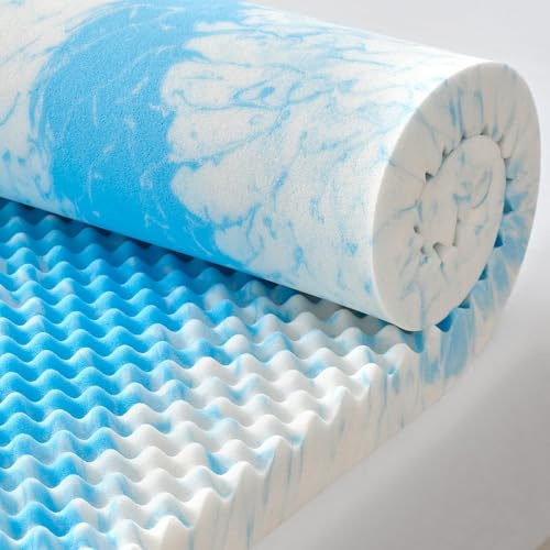 SINWEEK 2 Inch Egg Crate Memory Foam Mattress Topper Full Size, Soft Mattress Pad for Back Pain Relief, Bed Topper, CertiPUR-US Certified, Blue