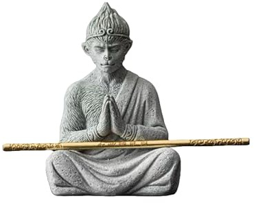 Whmpfytc Buddha-Statue, Affenkönig, Sonne, Wukong-Figur, handgefertigt, Kunstharz, Heimdekoration, Aquarium-Landschaft, Steinornament für Garten