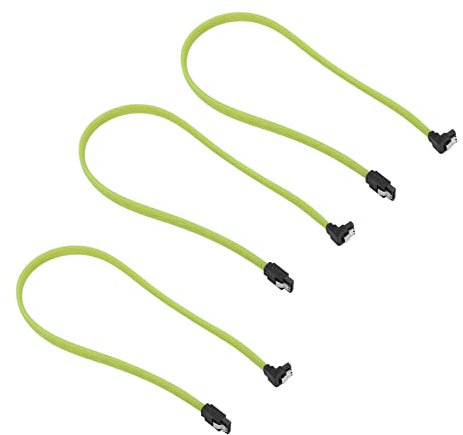 Ohewiiuk 3X Sata 3.0 III Sata3 Cable de Datos de 7 Cables Ssd 6Gb/S de ÁNgulo Recto Cable de Datos de Disco Duro HDD(Verde)