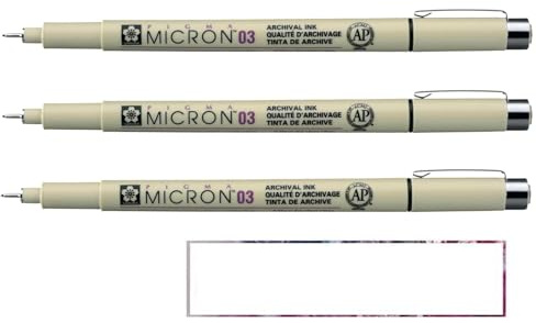 Pigma Micron Sakura 03 Schwarz, 3 Stück und 1 Karte