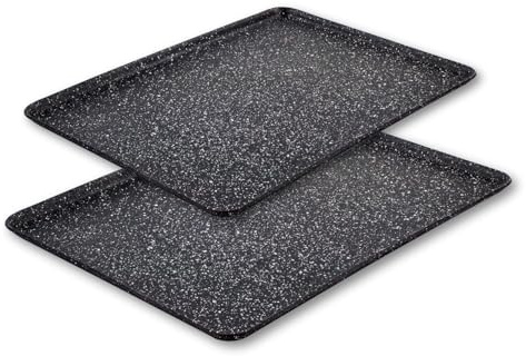Scoville Xtra 31cm & 35cm Baking Tray Set, Set of 2 Non Stick Baking Trays, NEVERSTICK Coated, Baking Trays for Oven, Oven Safe to 260°C, Easy to Clean, Dishwasher Safe, PFOA Free, Aluminium, Black