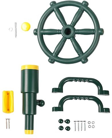 Geofray Playground Accessories Kit for Kids Outdoor Playset Kids Pirate Telescope, Steering Wheel, Playground Equipment- Backyard