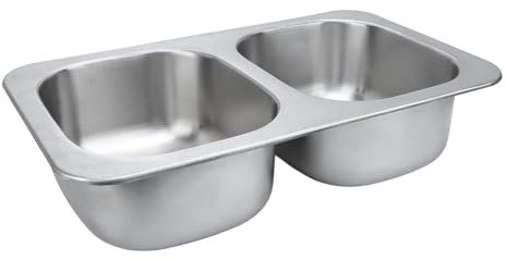 aqxreight 304 Acciaio Inossidabile Ciotola Doppia Ciotola Lavello per Barretta per Ciotola, 25x15x6in, Resistente Ai Graffi, Ruggine, 13lx2, per, Cucina, per Barca