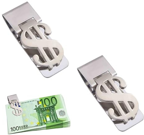 ZAHD 2 PCS Clip de Dinero de Acero Clip de Dinero de Metal Pinzas para Billetes de Acero Inoxidable para Hombres Pinza para Billetes de Acero Inoxidable para Efectivo Factura Tarjeta Visita (Plata2)