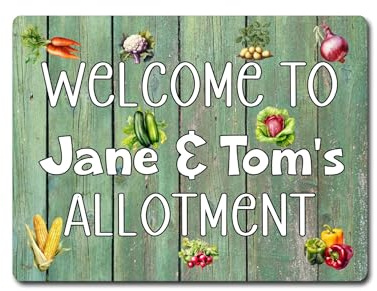 Personalised Allotment Metal Sign Gift – Welcome To Any Names Allotment - Family Fun Home Garden Novelty Aluminium Present
