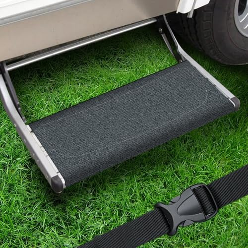 EFEALL Wohnmobil Trittstufen Fußmatte, Schnallenverschluss rutschfeste Verstellbare Trittstufe Teppich Wohnmobil, Stufenmatten Wohnmobil für 18–24 cm / 7-10'' Trittstufe Wohnmobil, Grau