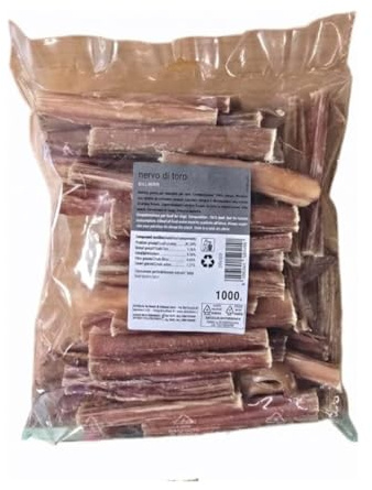 Dei NATURE Nervo Di TORO SELEZIONATI Premium per Cani, 1 KG, lunghezza circa 12 CM, Diametro fino a 2 CM circa 50 pezzi,Snack Masticativo 100% Naturale