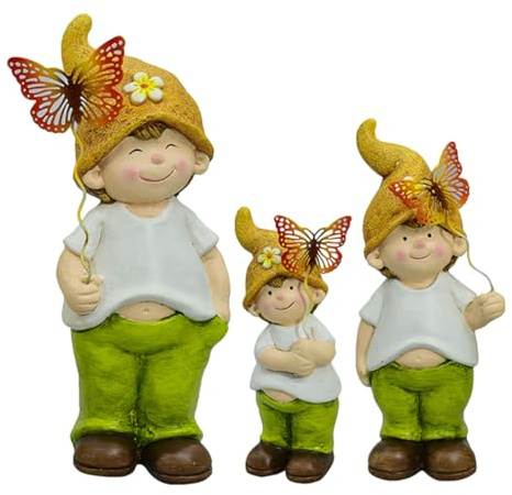 FUNOMOCYA 3 Stück Teiliges Keramische Gartenzwerge Statue Garten Dekoration für und Blumenbeete Langlebig und Farbecht für Außenbereich und Gartenaccessoires
