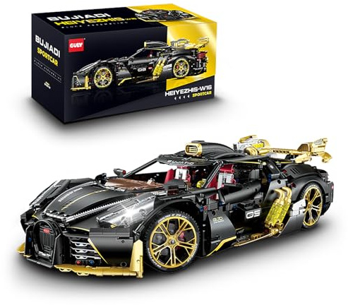 FigureArt Technik Sportwagen Auto Bausatz, GULY 10631, 3976 Teile mit Motoren und LED Groß Ferngesteuert Auto MOC Klemmbausteine (Originalverpackung) (Statische Version)