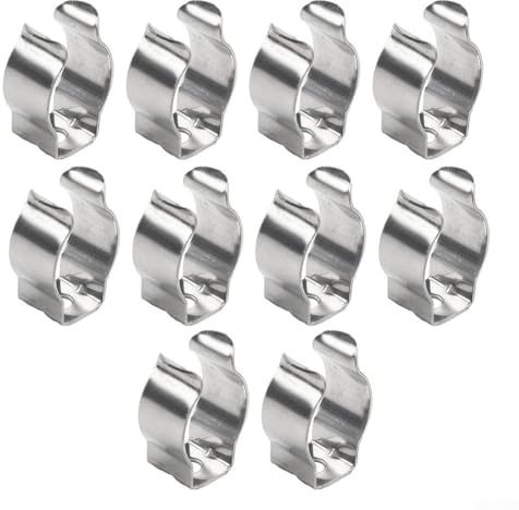 Filteilect Feder-Frottee-Clips für robuste Werkzeugaufbewahrung, Manganstahl, offene Federklemmen, 10 Stück, für Werkzeuge, Besen, Bürsten, Rechen und Rohre, 25–35 mm (30 mm)