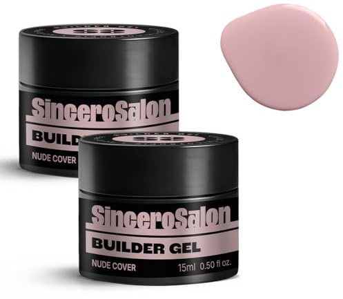SINCERO SALON Aufbaugel für Gelnägel Set - Nude Cover - TPO-frei - UV Gel zur Nagelverlängerung und Modellage - Nail Art Gel Nagel - Farbgel Versiegelungsgel für Gelnägel - 2x15ml