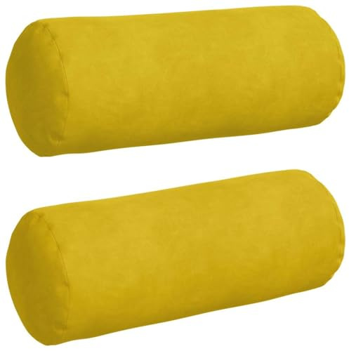 Foknhdi Bolsterkissen 2er Set in Gelb, Dekokissen aus weichem Cordstoff, Zierkissen für Sofa & Bett, Nackenrollen mit abnehmbarem Bezug, 15 x 40 cm, für Wohnzimmer & Schlafzimmer