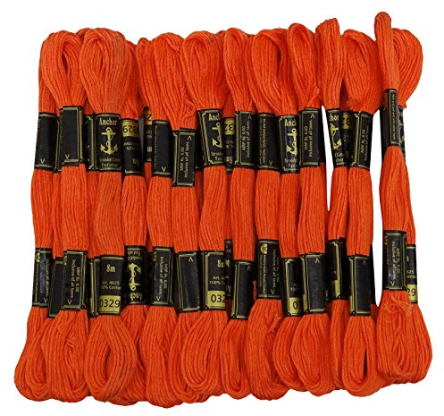 ANCHOR Hand Cross Stitch Stranded Baumwolle Stickgarn Floss Packung mit 25 Skeins-orange