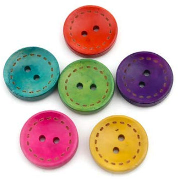 50 Stück kleine Premium Holzknöpfe rund, bunt, in den Größen 10mm, 15mm, 20mm wählbar - Zweilochknöpfe zum basteln zum annähen nähen Kinderknöpfe Kinderkleidung farbige Bastelknöpfe (10mm, bunt)