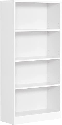 VASAGLE Bücherregal, 4-stöckiges Regal, offenes Aufbewahrungsregal, Standregal, 24 x 60 x 121,5 cm, für Wohnzimmer, Homeoffice, Esszimmer, wolkenweiß LBC107T14