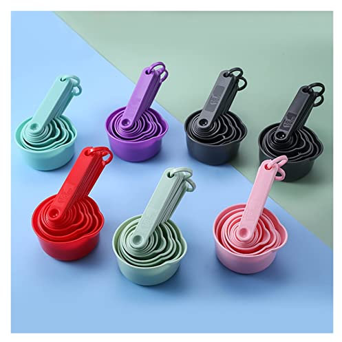 BATLAM 8pcs/set Rose Gold Measuring Spoons Cups Set Retro Baking Measuring Tools With Scale Stainless Steel Kitchen Accessories Gadgets (Color : Light Yellow) (Violet)