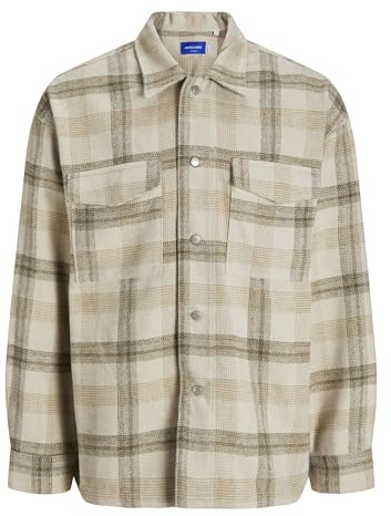JACK&JONES JORVESTERBRO Check Overshirt LS SN skjortjacka, antik vit, S, Antik vit, S