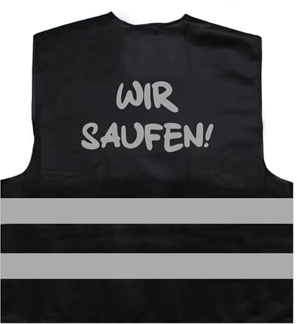 Wir Saufen JGA 2024 Team Warnweste (Versus ich heirate) Warnweste BZW. Signalweste mit reflektierendem Aufdruck - Größe L/XL, Schwarz