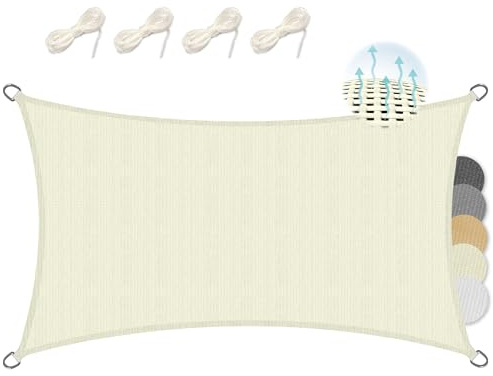 Sol Royal SolVision HS9 – Rectangular Sun Shade Sail 5x7 m HDPE Breathable & UV-light resistant Sun Protection for Terrace, Balcony, Pool & Garden – Sun Sail 500x700 cm Shade Fabric Creme