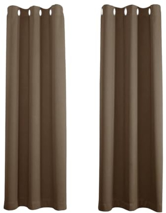 Happy Homewares Chocolate Brown Blackout Curtains - 66 x 84 Inch Drop - Elegant Eyelet Curtains with Thermal Insulation - 2 Panels for Bedroom or Living Room