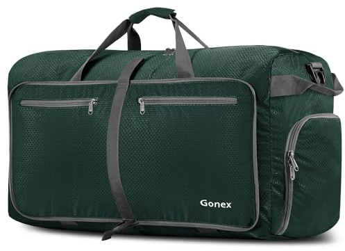 Gonex fällbart bagage lätt 40/60/80/100/150L stor resväska sportväska för resor gym semester natt, Mörkgrön, 150L, Resväska