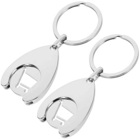 Warmhm 2pcs Shopping Cart Tokens Metal Key Ring for Trolley Openers Portable Trolley Coins for Supermarket Shopping Carts
