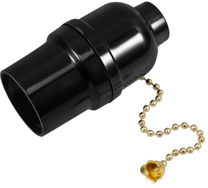 ERINGOGO Portalámparas de Abs Negro con Cadena de Tracción E27 de Techo Base Diseño Clásico y Funcional para Lámparas para Uso Residencial y Comercial
