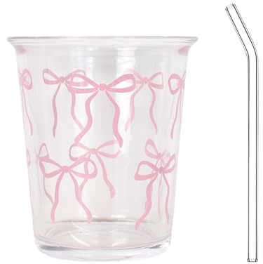 Cristal con Pajita, Tazas de Café Patrón de Mariposa, Vaso de Cristal, Tazas de Café Espresso para Latte Macchiato, Vino, Bolsitas de Té, Bebidas Calientes (tazas 350ml)