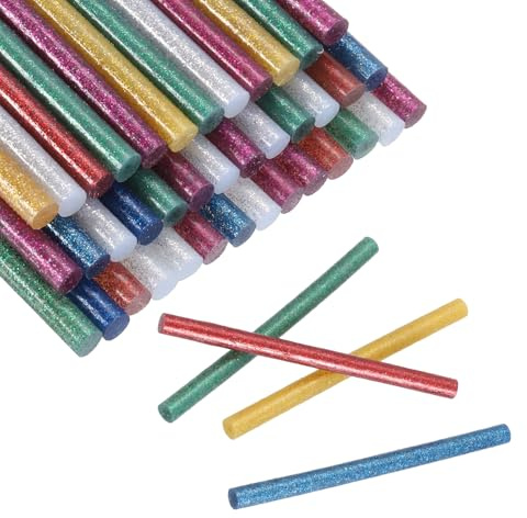 sourcing map 30 mini stick di colla a caldo, 0,8 x 9,9 cm, per pistola per colla a caldo, striscia adesiva per fai da te, artigianato, sigillatura, decorazione, festival, colori misti glitterati