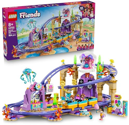LEGO Friends Montaña Rusa: Mundo Submarino de Juguete – Juego Interactivo con 3 Vagones, 5 Mini Muñecos, Tienda, Piscina y Accesorios – Regalo de Cumpleaños para Niñas de 8+ Años – 42703