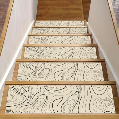 RODAILYCAY 15 tappeti topografici per scale, gradini antiscivolo per gradini in legno, tappeti per scale per interni, tappetini di sicurezza per anziani, bambini e cani