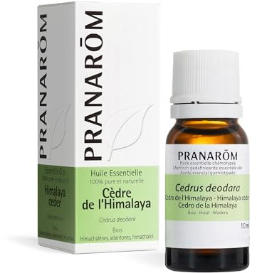 Pranarôm Aceite Esencial Cedro del Himalaya Quimiotipado AEQT 10 ml | Cedrus deodara · Madera destilada · Aroma amaderado y cálido · Difusión para relajación · 100% puro, ecológico