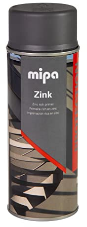 MIPA Zink-Spray grau, Zinkbeschichtung mit nachhaltigem Korrosionsschutz für eisenhaltige Metalle, 400 ml