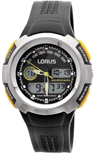 Lorus R2323DX9 Dual Display Chronograph Black Resin Strap Watch