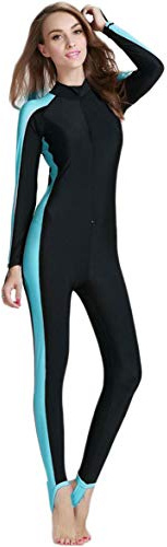 Cokar Women's One-piece Surf Swim Wet Suit Long Sleeve, Skyblue, Asian 2XL = US XL