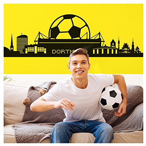 Wandora Wandtattoo Dortmund Skyline I schwarz (BxH) 165 x 47 cm I Fußball Fan Stadt Verein Flur Wohnzimmer Sticker Aufkleber Wandaufkleber Wandsticker G083